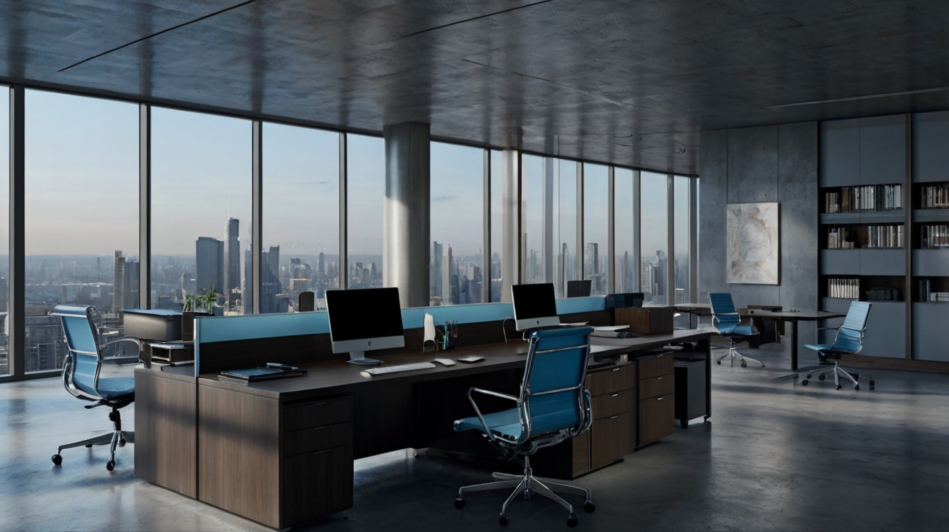 Home leonardo kino xl a highangle photorealistic render of an offic 1